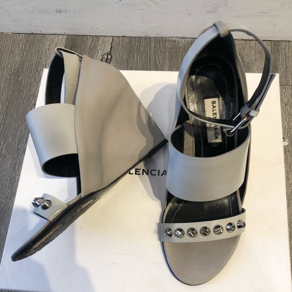 Balenciaga Gray Wedges with Silver Accents